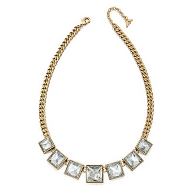 Crystal and gold square statement necklace